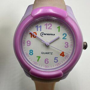 3/$30 Mingrui Watch Women Pastel Colors Purple Round Dial Silicone Band